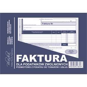 FAKTURA DLA ZWOLNIONYCH Z PODATKU